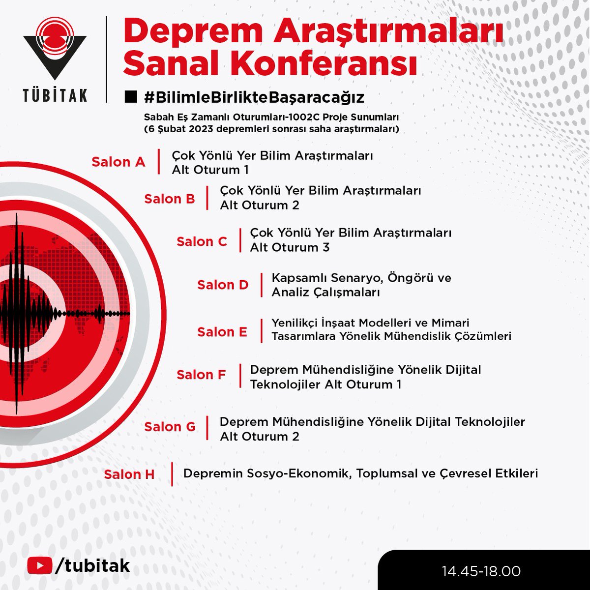 📈6 Şubat 2023 Depremleri sonrası saha araştırmaları ve deprem alanında uzun vadeli ileri araştırmalar, Deprem Araştırmaları Sanal Konferansı’nda ele alınacak! 💻

🗓️30 Mart 2023
⏰10.00-18.00

Program hakkında bilgi: 👇 youtube.com/watch?v=1ON6QE…