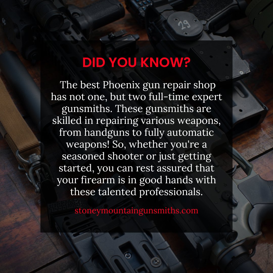 Keep your firearms in top shape with the best Phoenix gun repair shop! Their expert gunsmiths are ready to repair any type of weapon, from handguns to fully automatic rifles.
.
#restoration #weapon #antiqueguns #ammunition #ammonition #gunrepair #stoneymountain
