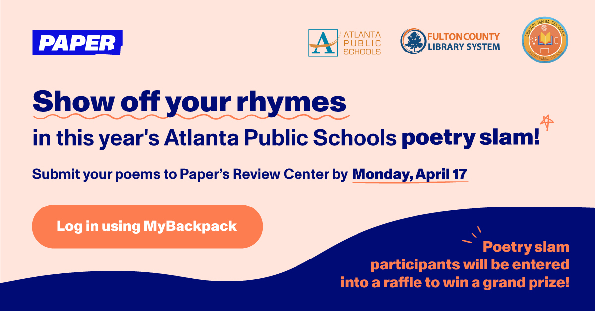 The 2nd Annual Poetry Slam is coming soon! Share with your MS and HS students to sign up today! #aprilisnationalpoetrymonth #youmightbeapoetandnotevenknowit #youmightknowitsoshowit #letushearyourrhymes