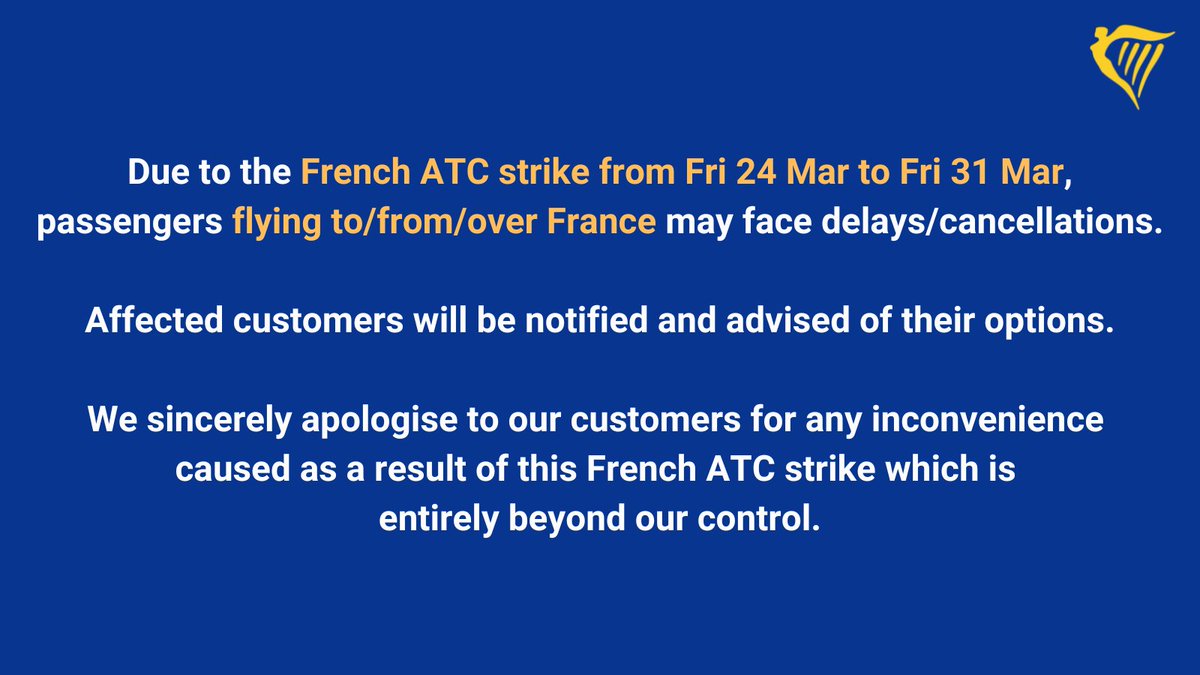 📍Update French ATC Strike. Please sign our petition to keep Open the EU Skies:  tinyurl.com/3w3urrjw