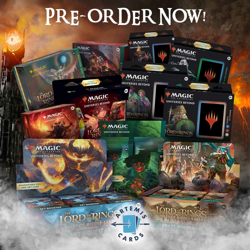 Artemis_Cards's tweet photo. Travel to middle-earth with this stunning Lord of the Rings themed set, available to pre-order in store now! https://t.co/p8fZJnrz3e