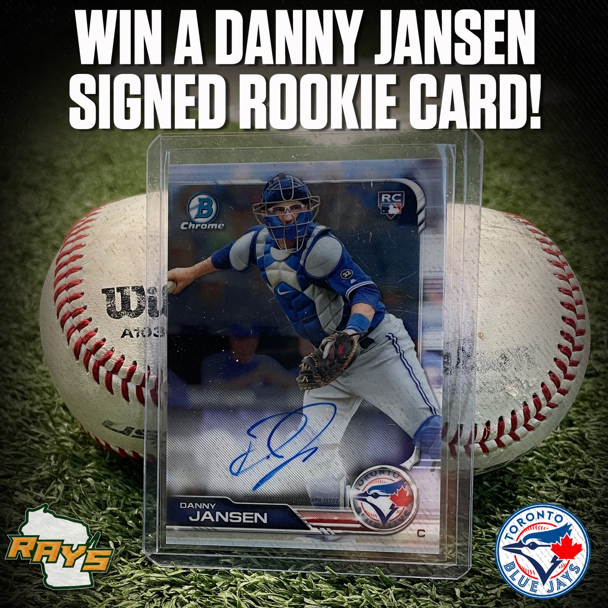 GRBRays's tweet photo. In honor of @mlb Opening Day, you can 𝚆𝙸𝙽 a signed 𝗥𝗢𝗢𝗞𝗜𝗘 𝗖𝗔𝗥𝗗 of Rays alum and @BlueJays catcher DANNY JANSEN!

How to enter ⤵️

1⃣ RT this post
2⃣ Comment your guess of the exit velocity of Danny's first hit this season ⤵️

#RaysYourGame | #BlueJays | #OpeningDay https://t.co/3FP5p1Y2bL