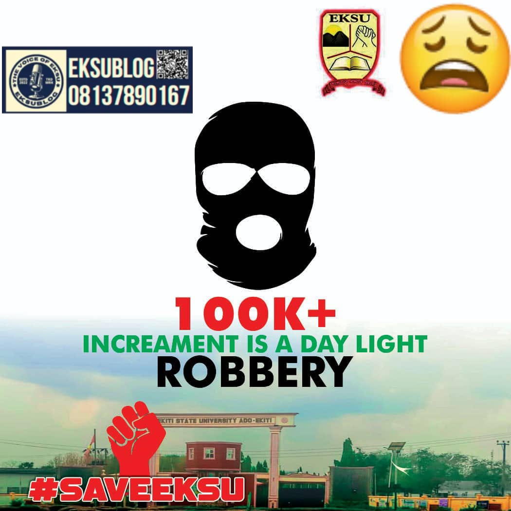 EksuBlog's tweet photo. #saveeksu 

Retweet Guy's 🔥🔥🔥
@maryosoomotoso1 @ekitimedia @senAdetunmbi @kimoointl @DeborahToluwase  @imgorosoekiti @blessingmoyino
@RtToba
@cpsekiti
@oapaynigeria @ceasarolu @ekitistategov @bisiafayemi @FunminyiAfuye @kfayemi @biodunaoyebanji @olumuyiwaayo @iMotivateAfrica https://t.co/BNGCpyjppQ