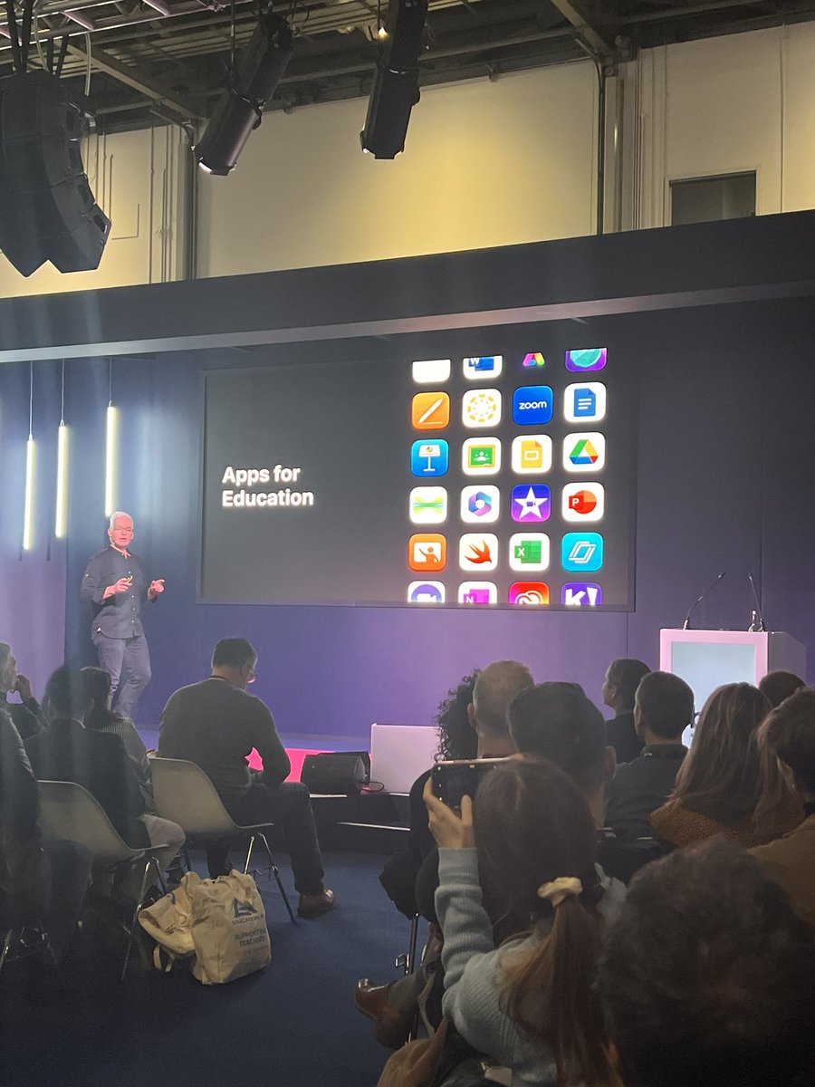 catrtc's tweet photo. So excited to hear @AppleEDU valuing and recommending @Seesaw as a ‘must have’ on iPad. An app we believe in and use across many of our primaries at the CAT.  #Bett2023 #BestBettEver #EdTech https://t.co/Fp4GmZc82u