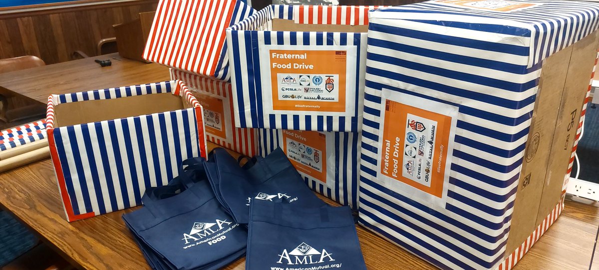 AMLA_SDZ's tweet photo. The AMLA has teamed up with other fraternals to create a Fraternal Food Drive to combat food insecurity in Northeast Ohio. Make a donation at the AMLA Home Office, St Vitus Church, or St Mary of the Assumption Church. Just look for boxes like these! #AMLA4Life #livefraternally https://t.co/5Njw9lrLZs