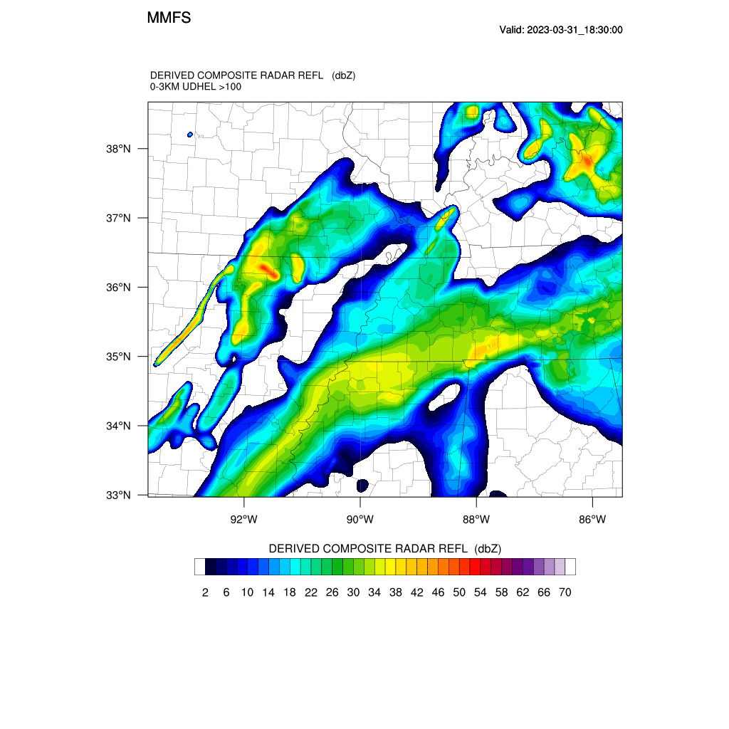 Brady_Wx's tweet photo. 2km MMFS from last night. Will start another run shortly for northern areas. Looks kinda mucky with over-convection.

You can view the full diagnostics on the site, where they were also available last night: https://t.co/MJiit2uCb0

 #wxtwitter #arwx #tnwx #mswx #kywx #ilwil https://t.co/AiCPk0Yw68
