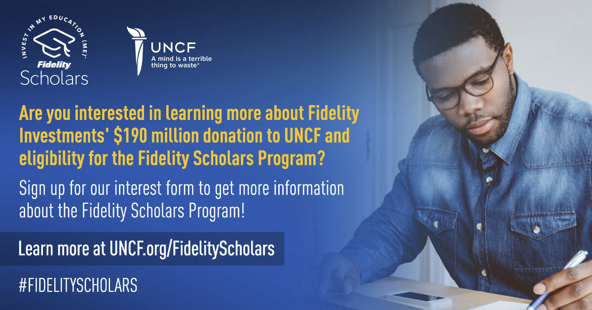 Scholarship Alert 🚨

New scholarship opportunity for Tarrant County high school seniors! Apply to the new Fidelity Scholar Program.

Apply today at: uncf.org/programs/fidel…