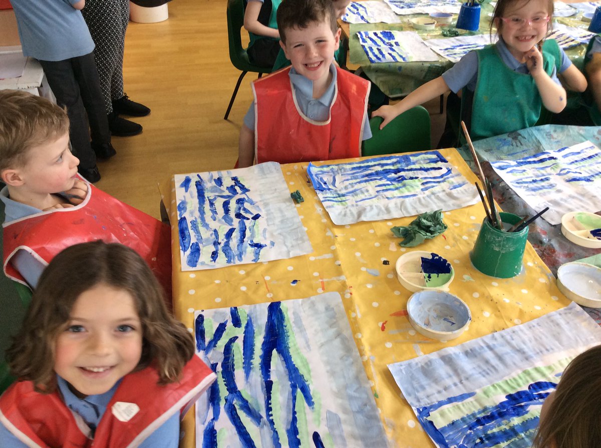 AppleySaintsCE's tweet photo. #ABASY1 painted beautiful seascapes to form the background of their Giants Causeway paintings. #ABASart #ABASgeo https://t.co/GQN9jhxGFU