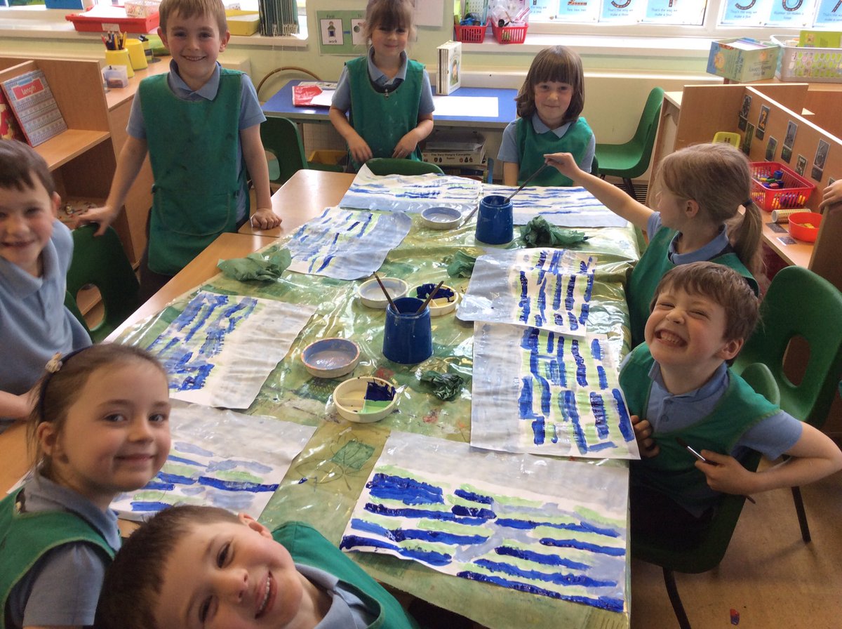 AppleySaintsCE's tweet photo. #ABASY1 painted beautiful seascapes to form the background of their Giants Causeway paintings. #ABASart #ABASgeo https://t.co/GQN9jhxGFU