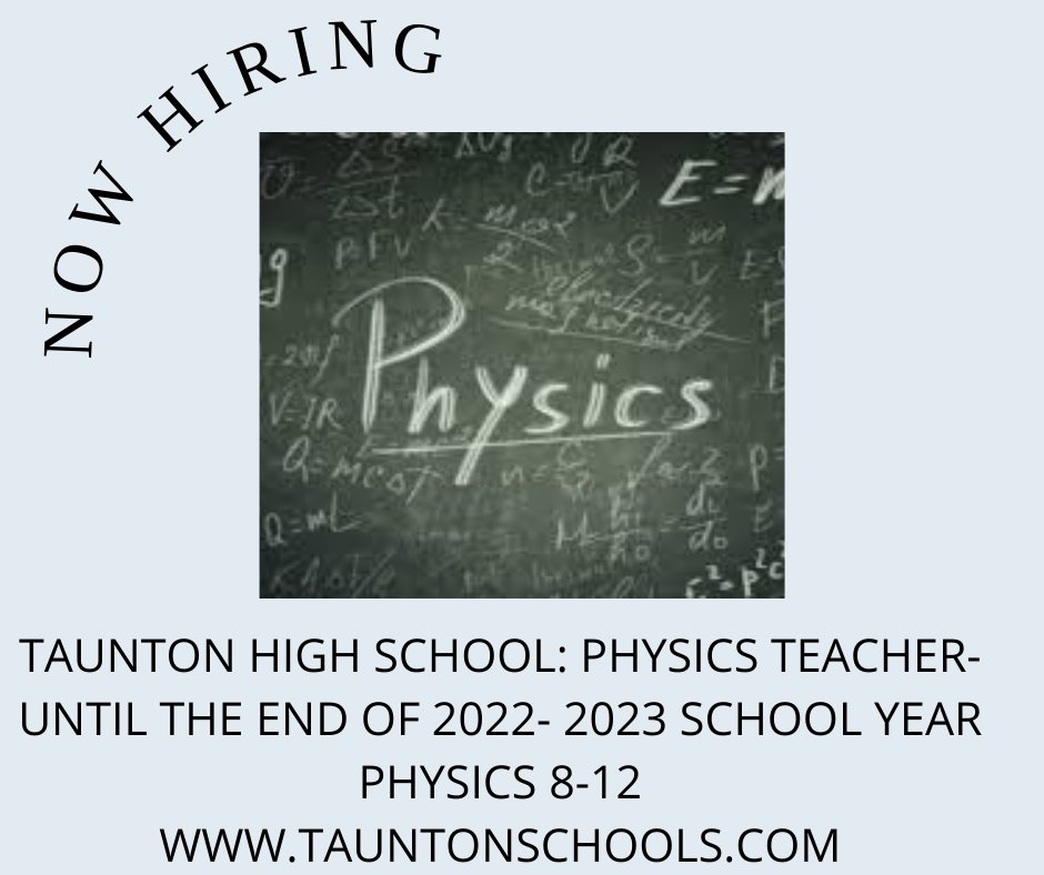 THSScience2's tweet image. Our amazing THS Science Department is hiring!
If you know a great Physics teacher please send them our way, and SHARE!