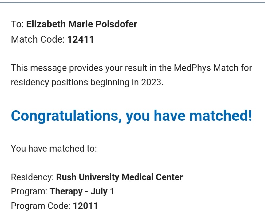 emalves90's tweet photo. Excited to match at @RushUniversity! https://t.co/VJv289jwKW