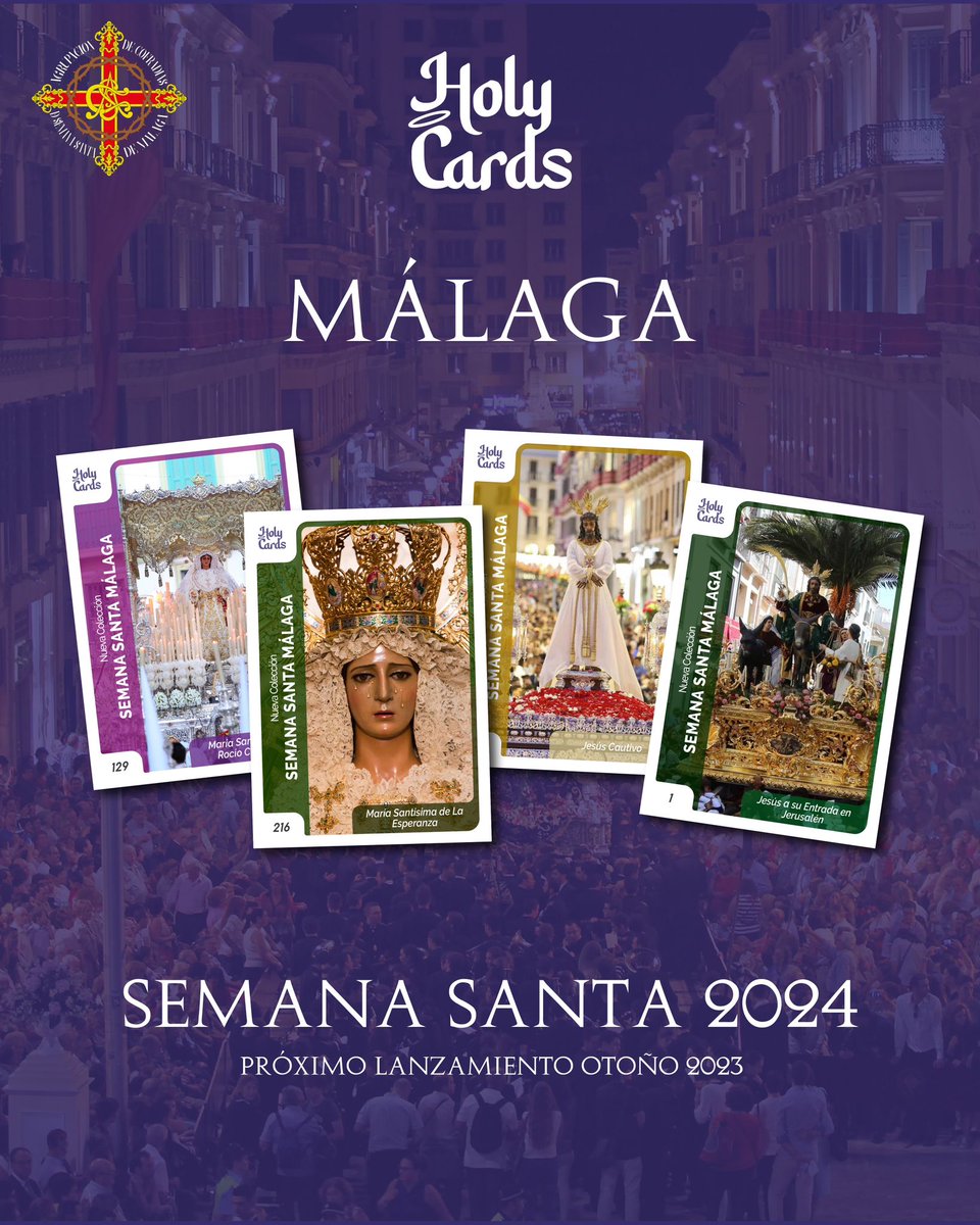 La Semana Santa de #Málaga contará con una colección de cromos #HolyCards . La Agrupación de Cofradías de Málaga @cofradiasmalaga y HolyCards se unen para lanzar la colección oficial de cromos cofrades de las Hermandades y Cofradías malagueñas. ¡Muy pronto todos los detalles!