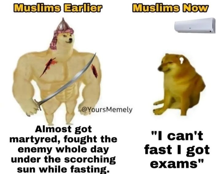 MuslimCat_Memer's tweet photo. #Muslim #Memes #funny #Ramadan2023 #Islamic #Pakistan 

Muslims Earlier vs Now https://t.co/v8426HHo9s