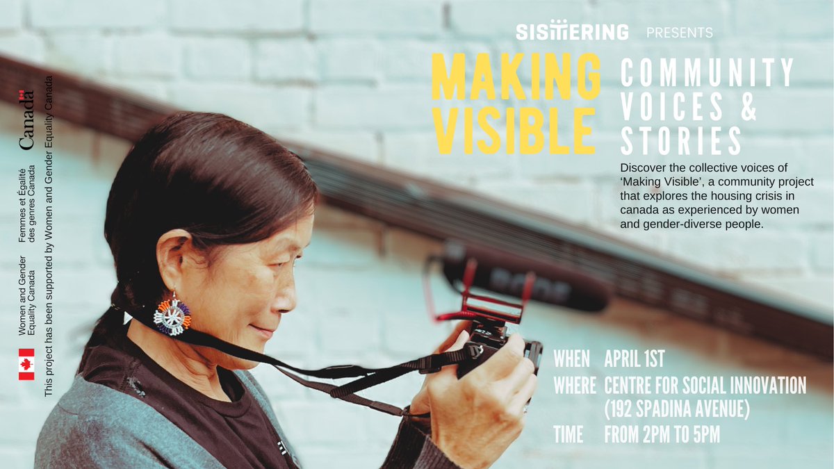Join <a href="/SisteringTO/">Sistering</a> on April 1st for a screening of ‘Making Visible’, a film situated at the intersection of the housing crisis and the experiences of women and gender diverse people. 

📍<a href="/csitoronto/">Centre for Social Innovation</a>, 192 Spadina Ave
🗓️ April 1, 2-5PM