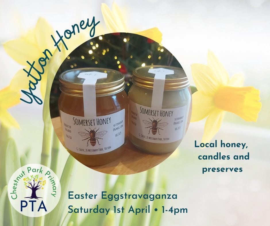 🐣 THREE DAYS TO GO! 🐣

We’re busy bees getting the final details sorted for Saturday. 

🐝 Yatton Honey will be there with delicious local honey 🍯

Come along to @ChestnutParkSch for some fun, games and a shop around our stalls.

#localhoney #shoplocal #eastergifts