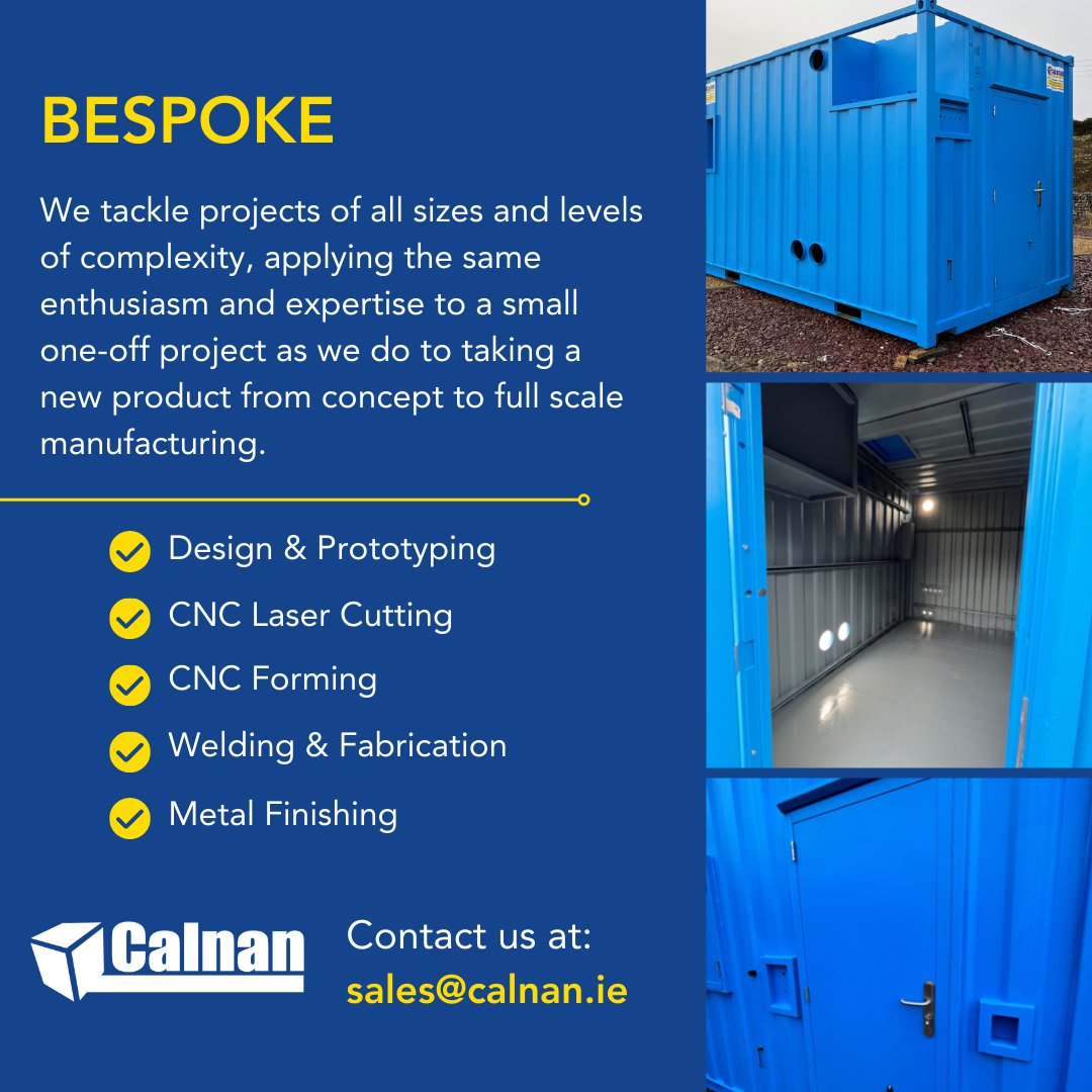 Calnan_Ltd's tweet photo. At Calnan Containers we offer a comprehensive suite of engineering services, from invention to production, all under one roof.

If you are interested in finding out more about our bespoke containers then we'd love to hear from you!

#bespokedesign #containers #engineering https://t.co/LslUdg7l5e