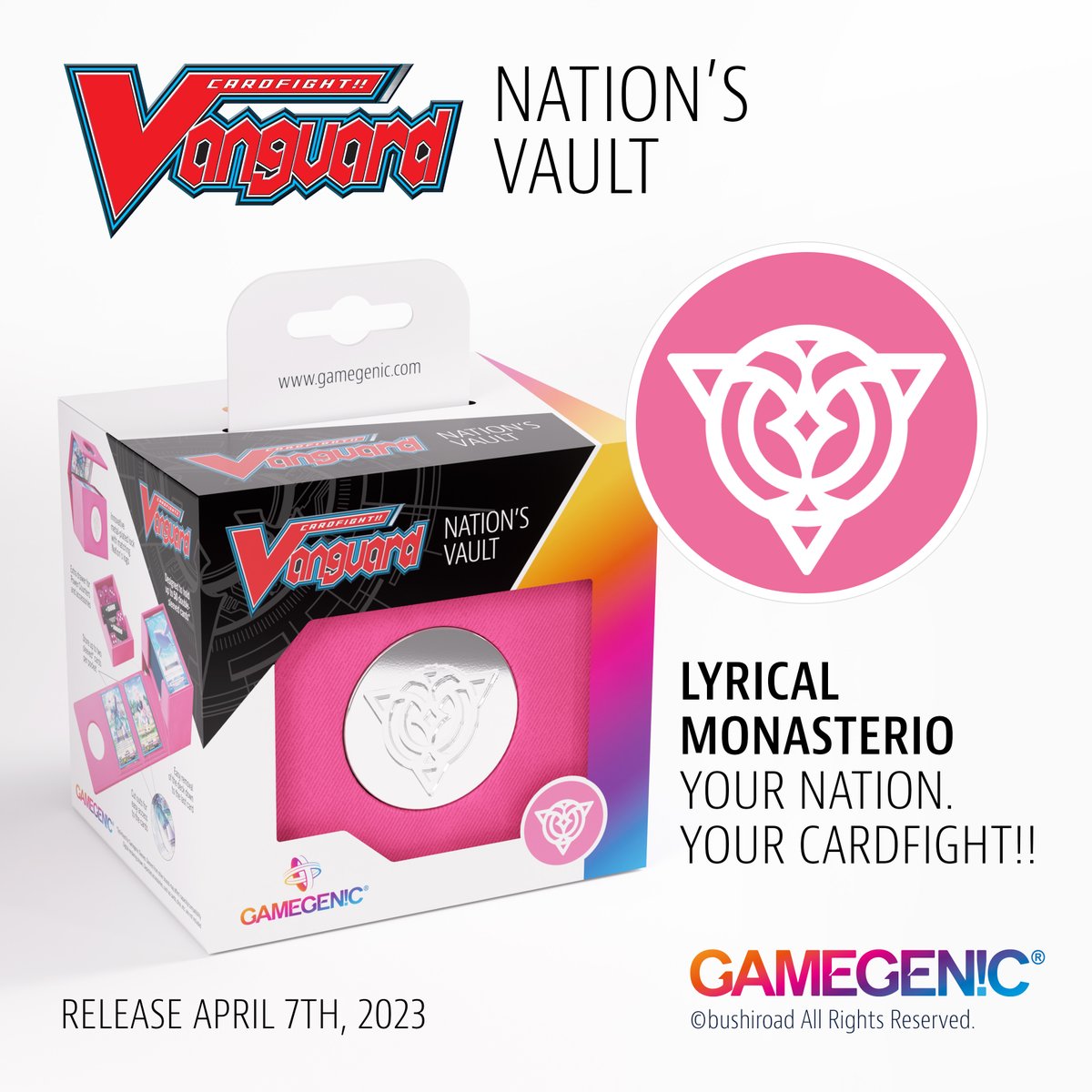 Gamegenic_'s tweet photo. YOUR NATION! YOUR CARDFIGHT!!
You like nothing more than playing your Lyrical Monasterio deck in Cardfight!! Vanguard? Then you will love our pink NATION'S VAULT!
βΉοΈ RELEASE: APRIL 7th, 2023
#gamegenic #nationsvault #cardfightvanguard #lyricalmonasterio #deckbox @cfvanguard_en https://t.co/sWGnOPNwlj