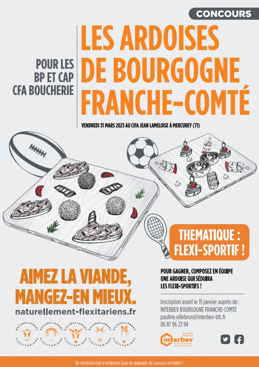 InterbevBFC's tweet photo. La 2ème édition du concours des #Ardoises de Bourgogne Franche-Comté arrive bientôt!!
Bonne chance à tous les apprentis bouchers participants !! Rendez-vous vendredi 31 Mars !
#filière #bouchers #viande #concours #métier
@confboucherie https://t.co/BtwPue2cwc