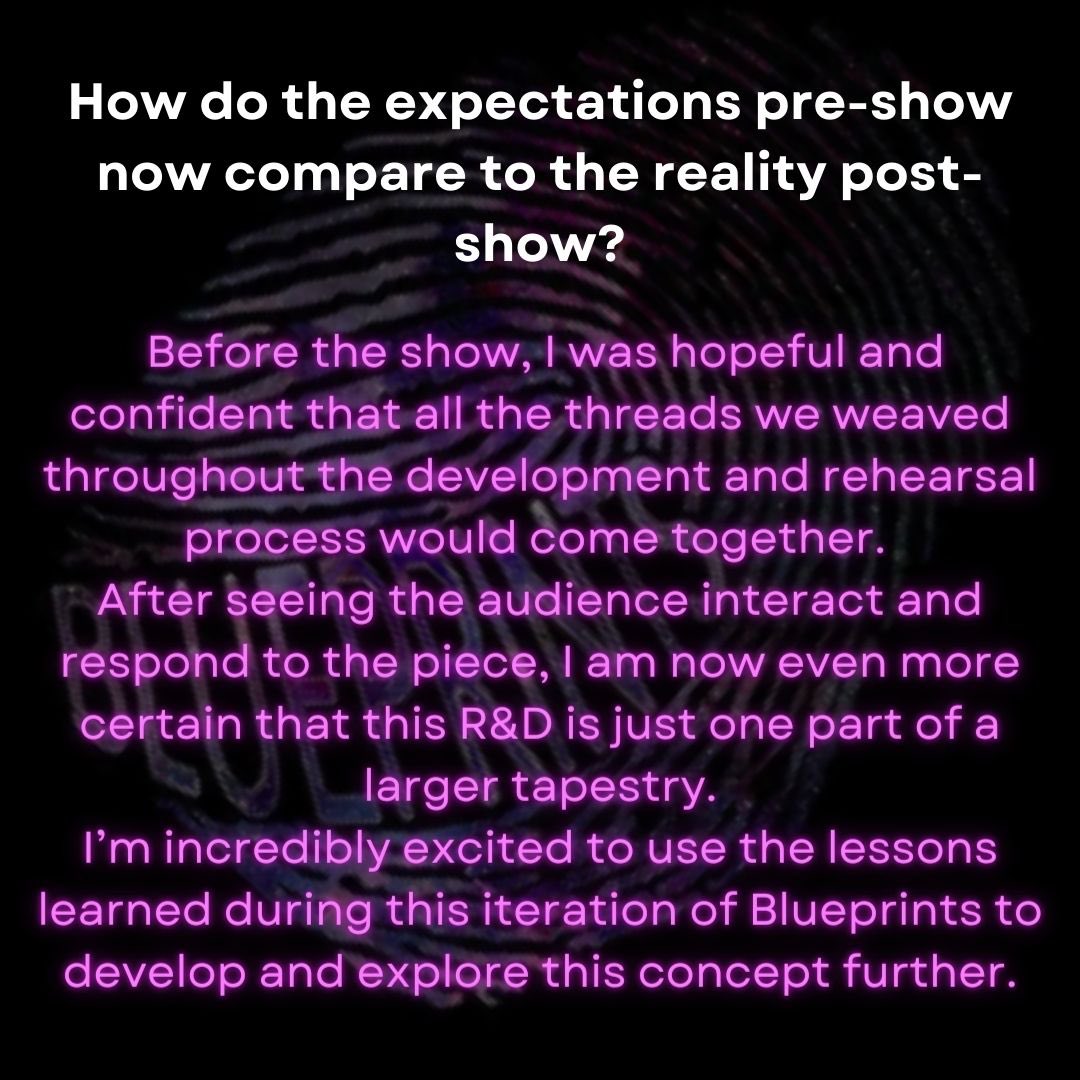 ⭐️⭐️⭐️⭐️⭐️⭐️⭐️⭐️⭐️⭐️

Get a look into Director, Grace O'Keefe's thoughts, confessions and hopes for the successful sold-out immersive show, Blueprints!👁️

⭐️⭐️⭐️⭐️⭐️⭐️⭐️⭐️⭐️⭐️

#blueprints #soldoutshow #graceokeefe #director #immersivetheatre