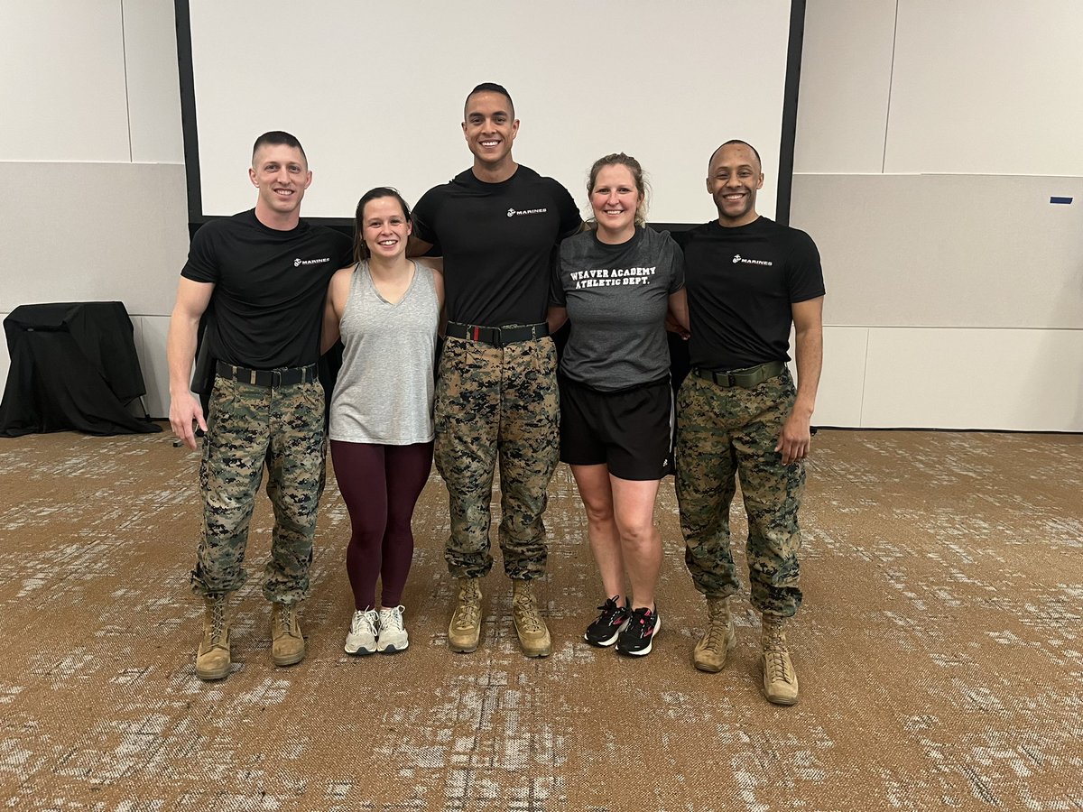 alexpgillis's tweet photo. The @USMC @USMarineCorps  whipped us PE Teachers into shape this morning! Reach out to your local recruiters to see how the Marines can work with your students in the physical education setting! #SHAPEseattle @ABPhysEd @GCShealthandpe https://t.co/tsRjmnlcRc