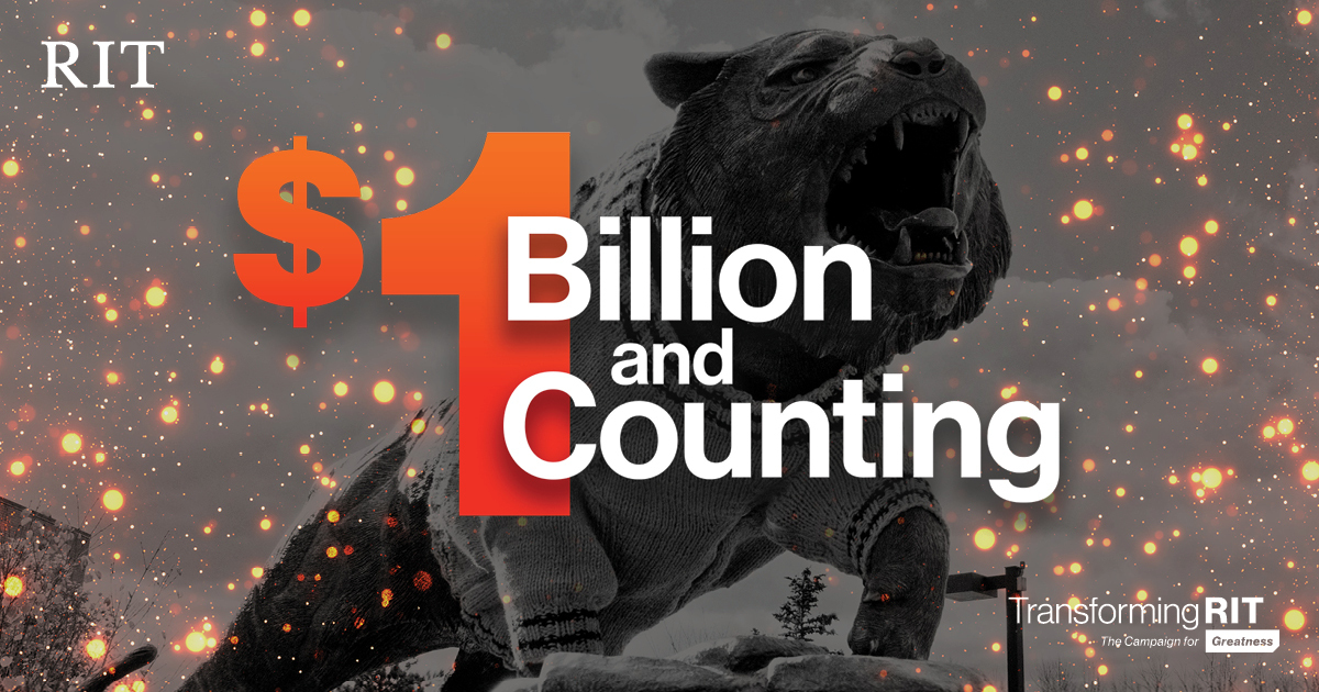 We have surpassed the $1 billion goal for Transforming RIT: The Campaign for Greatness! A recent $1 million gift from John Traver, '10, put us over the top. Read more about the success of the campaign, which runs through 6/30. #TransformingRIT #ThankYou bddy.me/40JTmAN