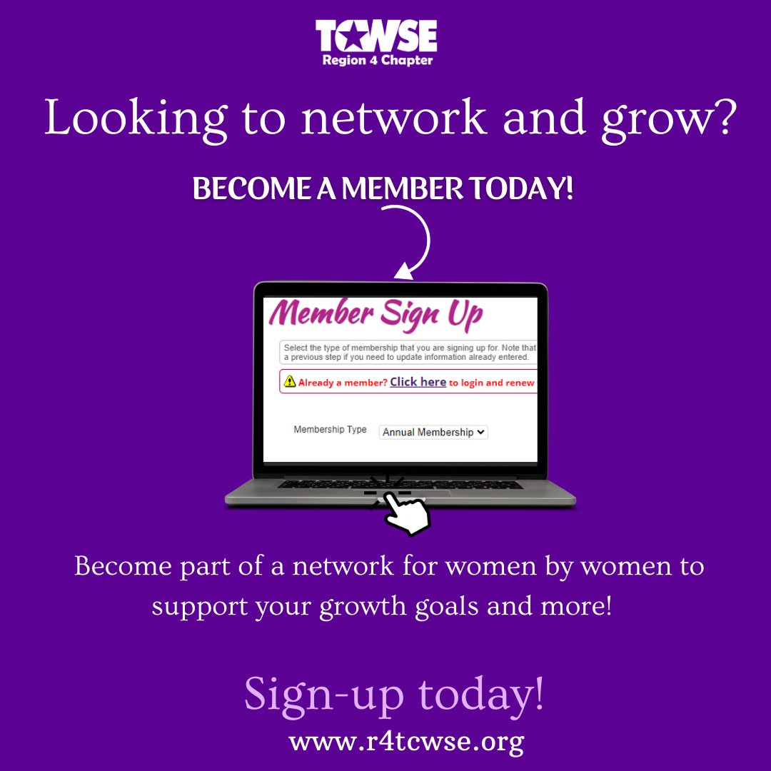 R4TCWSE's tweet image. #NetworkingWednesday: Take control of your personal and professional goals; invest in your growth by becoming a #R4TCWSE member today! Enjoy the perks our membership offers, including:
💜Admission to all regional networking events 
💜Discounted prices at R4TCWSE.org…