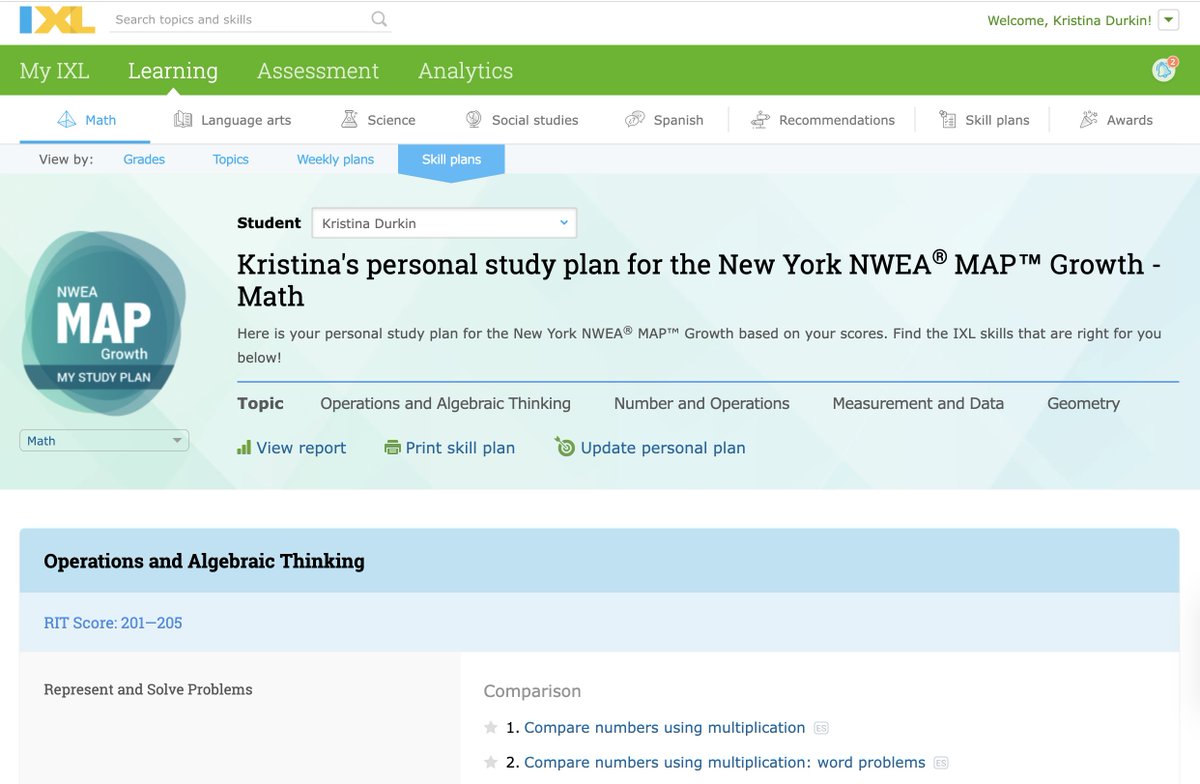 Attention New York educators! <a href="/IXLLearning/">IXL Learning</a> just released customizable NWEA MAP study plans, specifically for NY! Input your students' RIT scores and IXL generates a personalized action plan for each student to help them grow. Check them out here: ixl.com/skill-plans/ny…