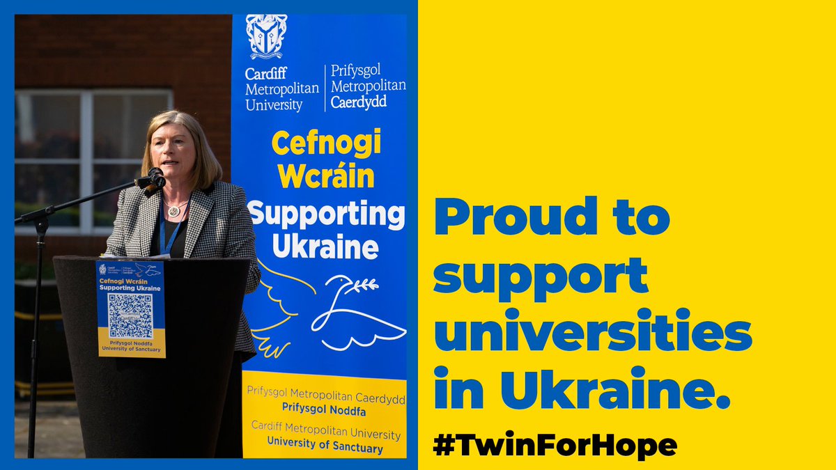 As Wales' first University of Sanctuary, over the last year we've been proud to stand side by side with colleagues from HE institutions across Ukraine through #TwinforHope, to show solidarity and play our part in the peace-building in Ukraine.