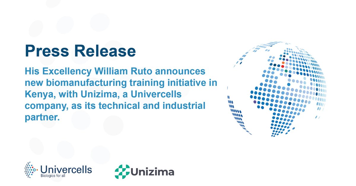 UNIZIMA and UNIVERCELLS were deeply honored to receive his Excellency President Ruto at their Jumet manufacturing facilities today to initiate a collaboration for the establishment of a Biomanufacturing Training Hub in Kenya.
Read the press release: univercells.com/news/press-rel…