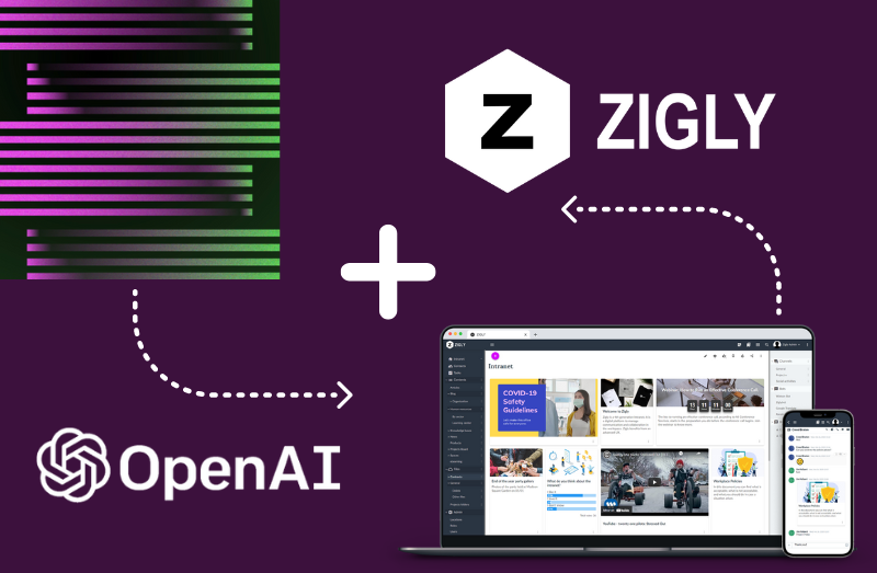 Save time and improve the quality of your content with the integration of ZIGLY + OpenAI. An intelligent solution for your company. #Intranet #ArtificialIntelligence #Technology #ChatGPT #OpenAI