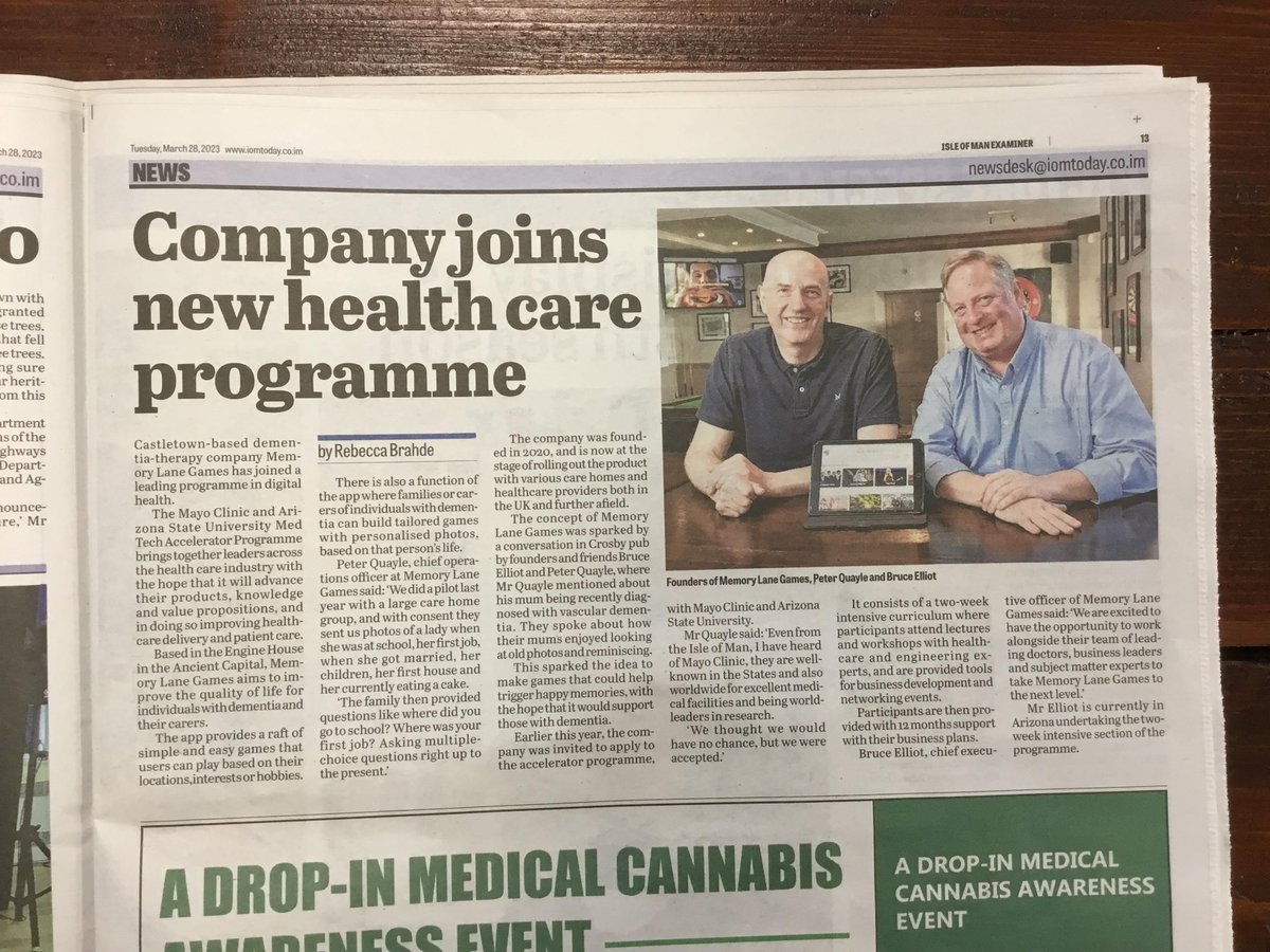 Thank you <a href="/isleofmantoday/">Isle of Man Today</a> for the nice feature.  From Crosby to the Mayo Clinic :-)