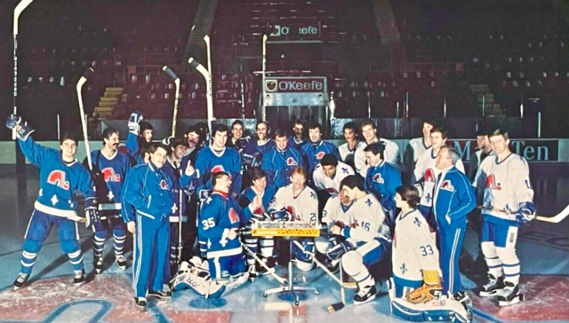 hockey_samurai's tweet photo. Perhaps the greatest team photo of all time. 

The Quebec Nordiques (playing table hockey!)

Bring. Them. Back. https://t.co/rYAyoFKMCc