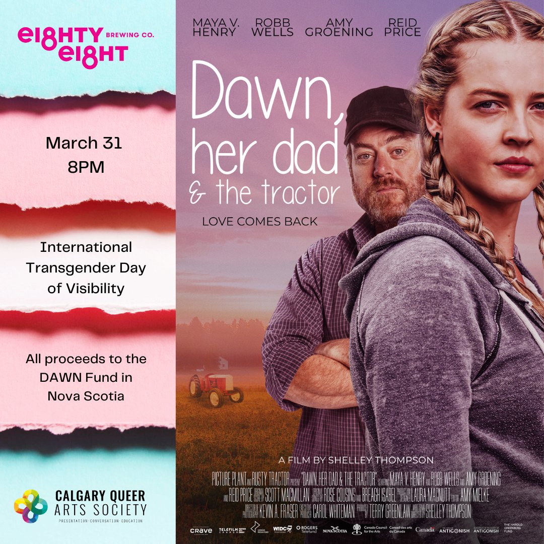 On International Transgender Day of Visibility head to the <a href="/EightyEightBrew/">Eighty-Eight Brewing Company</a> for Dawn, her Dad &amp; the Tractor. A young trans girl &amp; her Dad repair a tractor &amp; their relationship. March 31st <a href="/8PM/">8pm</a>. Tickets at: bit.ly/40d0dTi Trailer: bit.ly/3TBy320daughter #transvisibility
