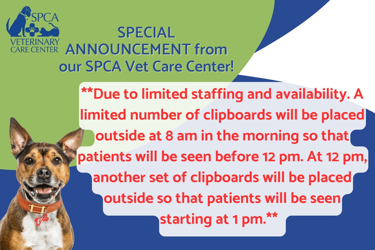 SPCAAlbrecht's tweet photo. NEW APRIL HOURS for our VCC will be different! Check them out to base your next wellness clinic visit. We hope this month of love will bring you joy! Call between 9am-11:45am Tues-Friday if you have any questions or need to schedule a spay &amp; neuter appointment. Thank you. https://t.co/fJJaKewXjP