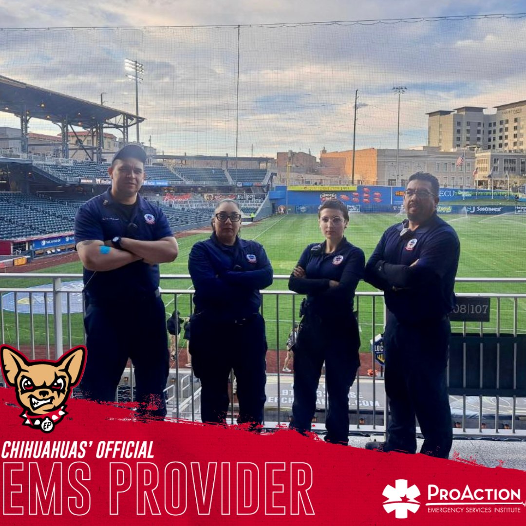 ProActionEMS's tweet photo. 🔥🔥🔥Are you ready for @epchihuahuas baseball? Our EMTs are!
Our medics be on standby starting Friday for #OpeningDay!
.
.
.
#elpasochihuahuas #ProActionEMS #elpaso #elpasotx #elpasostrong #elpasoproud #texasems #eventmedical #feartheears https://t.co/FwaYb025tj