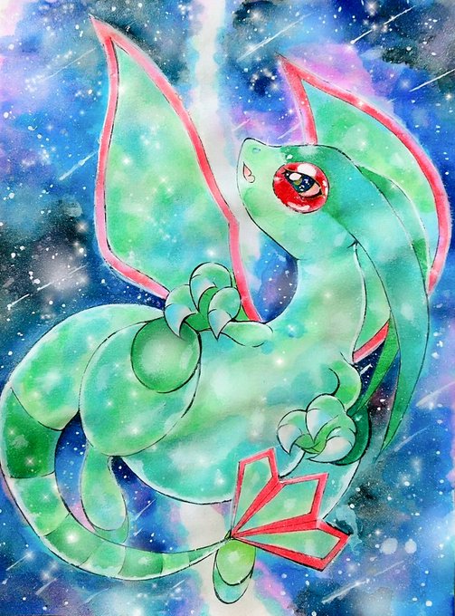 夜空を翔る#フライゴンの日#ポケモンイラスト 