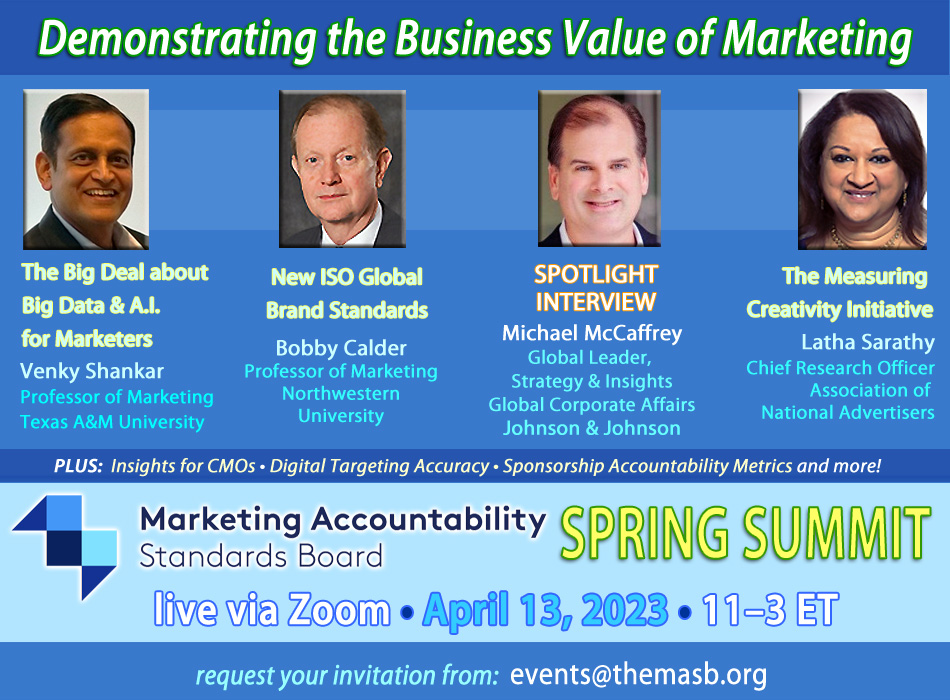MASB Spring Summit via Zoom • April 13 • 11 AM – 3 PM ET. themasb.org/masb-events/  #marketing #marketinginsights