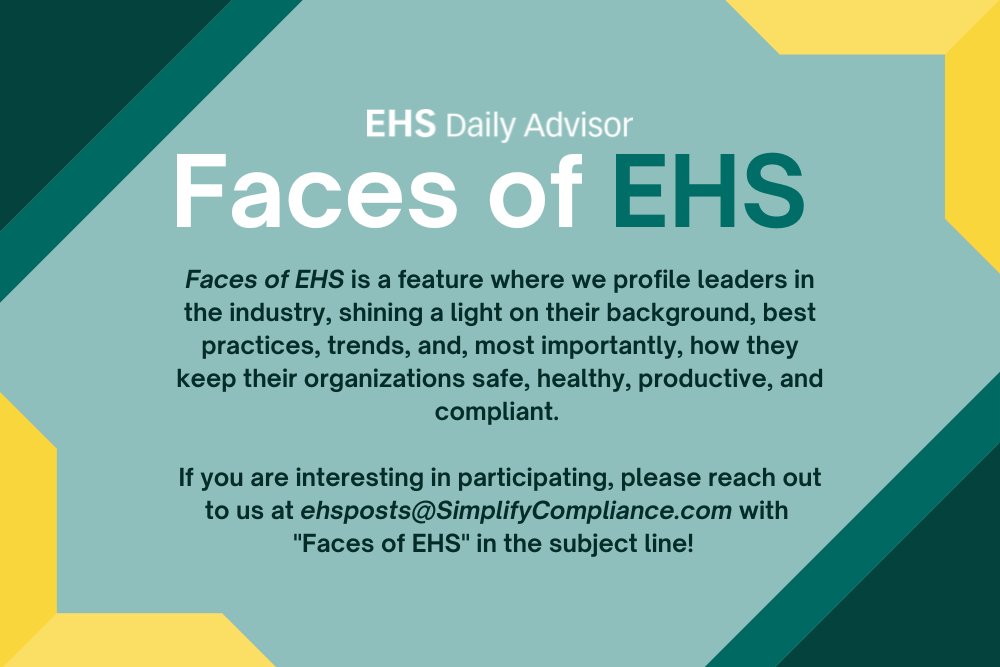 EHSLdrs's tweet image. 🚨 Attention EHS pros! 🚨 If you or someone you know would like to share your story and insights about trending safety topics, reach out to us to participate in #FacesOfEHS today! #ehs #ehscommunity
