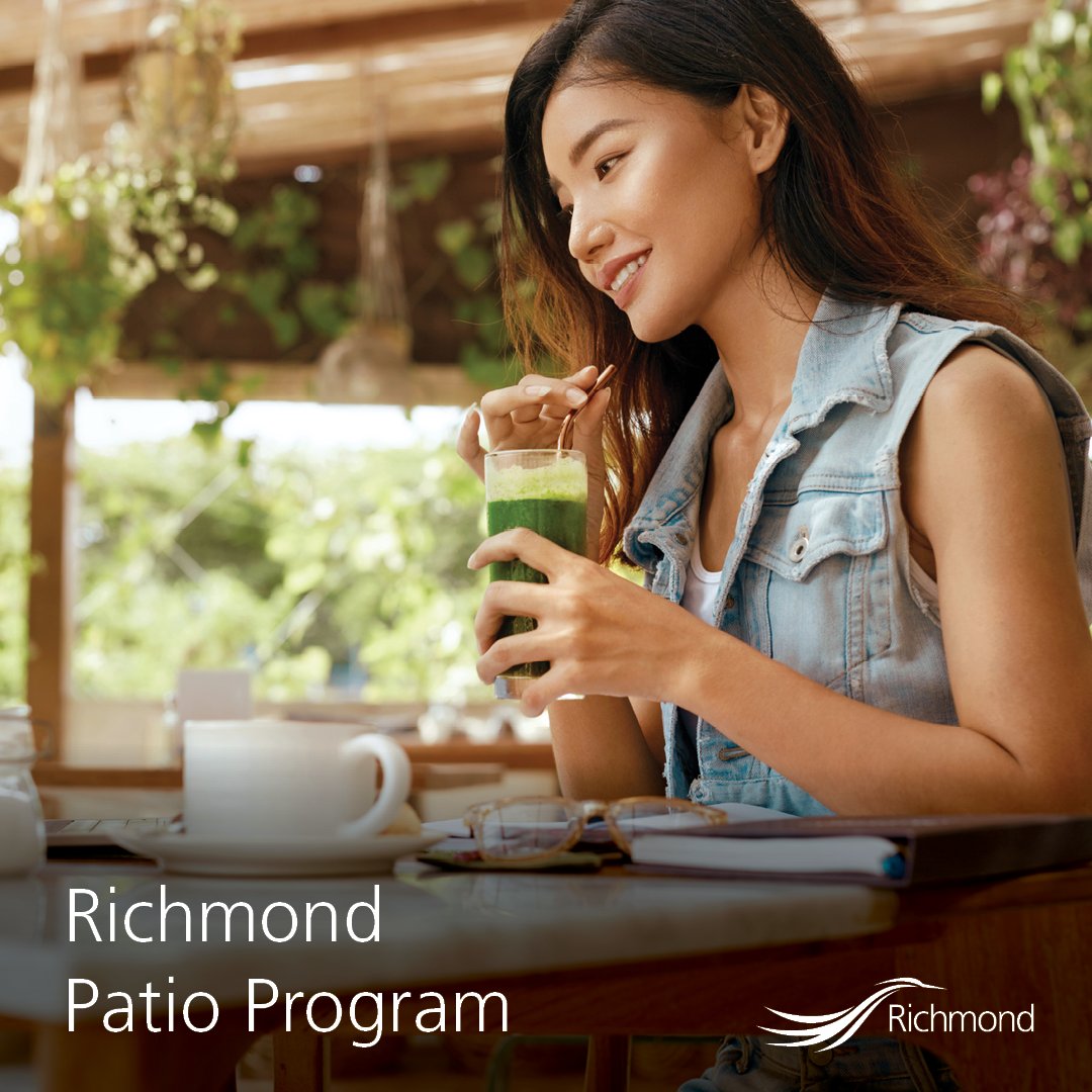 City of Richmond EDO (@richmondedo) on Twitter photo 📣 REMINDER: On June 1, Temporary Outdoor Patio Permits will expire.
Businesses are encouraged to apply now for the Richmond Patio permit to continue operating their patios after June 1.
Apply now: ow.ly/hZyu50NkLyP
<a href="/richmondchamber/">Richmond Chamber</a> <a href="/VisitRichmondBC/">Visit Richmond, BC</a> <a href="/StevestonSMA/">StevestonMerchants</a> 📣 REMINDER: On June 1, Temporary Outdoor Patio Permits will expire.
Businesses are encouraged to apply now for the Richmond Patio permit to continue operating their patios after June 1.
Apply now: ow.ly/hZyu50NkLyP
<a href="/richmondchamber/">Richmond Chamber</a> <a href="/VisitRichmondBC/">Visit Richmond, BC</a> <a href="/StevestonSMA/">StevestonMerchants</a>