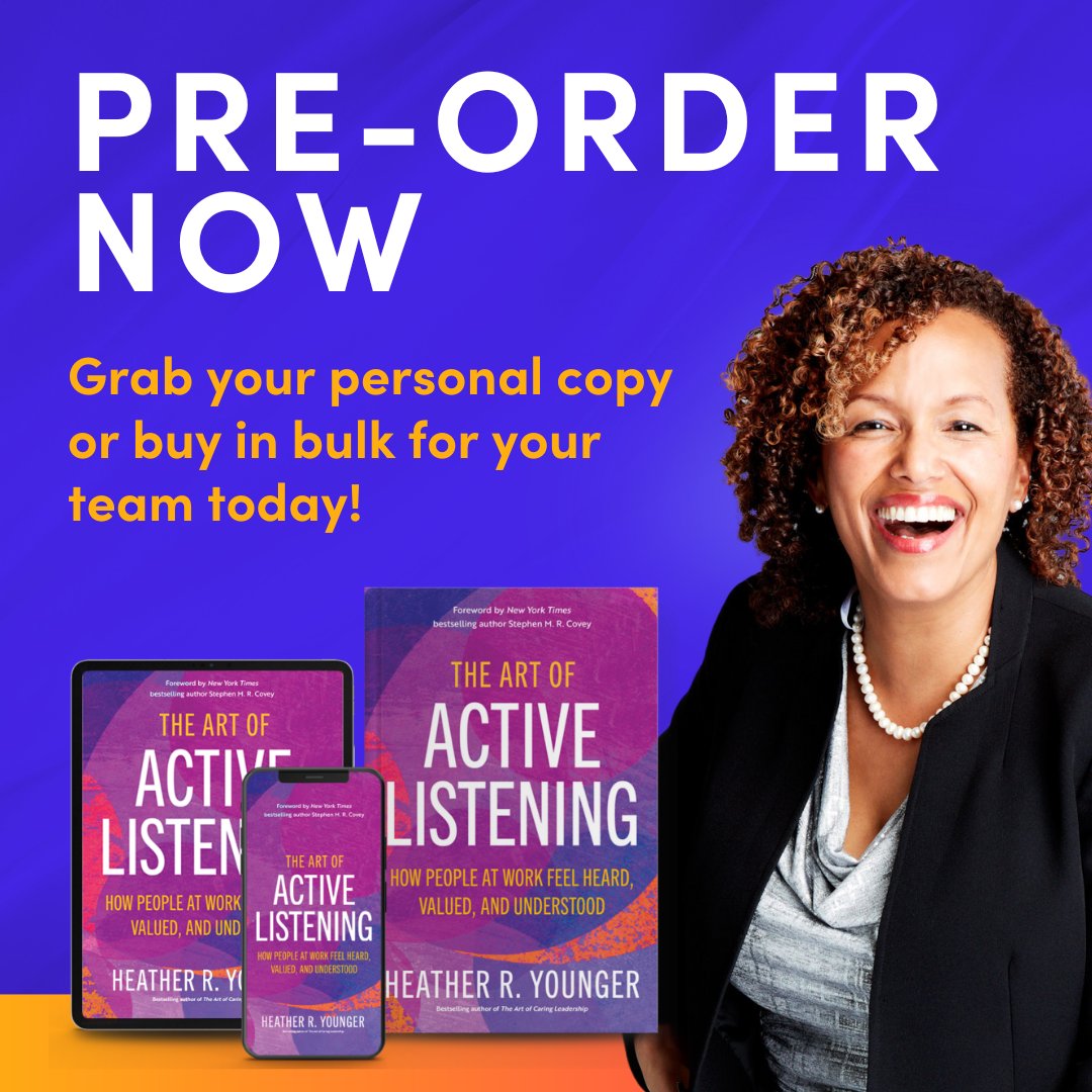 Listening is more than just hearing words. My new book 'The Art of Active Listening' teaches how to truly listen and connect with others at work. Pre-order now to transform your communication and relationships: heatheryounger.com/the-art-of-act… 

#ActiveListening #WorkRelationships #work