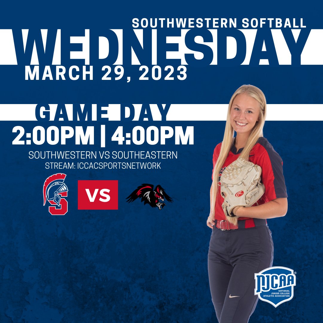 🥎Softball🥎
🗓️3/29
📍Creston, IA

⏰2:00PM | 4:00PM
⚔️Southwestern vs. Southeastern

📺iccacsportsnetwork.com
#SpartanNation⚔️
