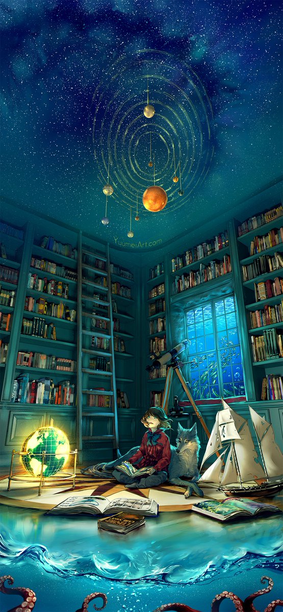 Yuumei_Art's tweet photo. One day I'll have my own library. Until then, I'll just have to draw it into reality. https://t.co/qhP1Re9Awl