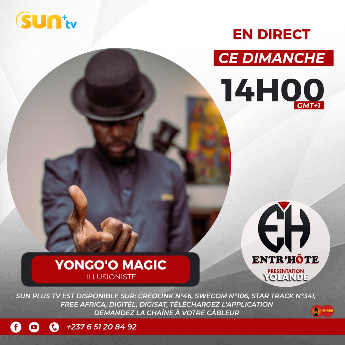 IAMYONGOO's tweet photo. Je serai l'invité de l'émission Entre'Hôte sur #SunPlusTV. Prêt pour l'illusion ? https://t.co/8Ug3SSLMOd