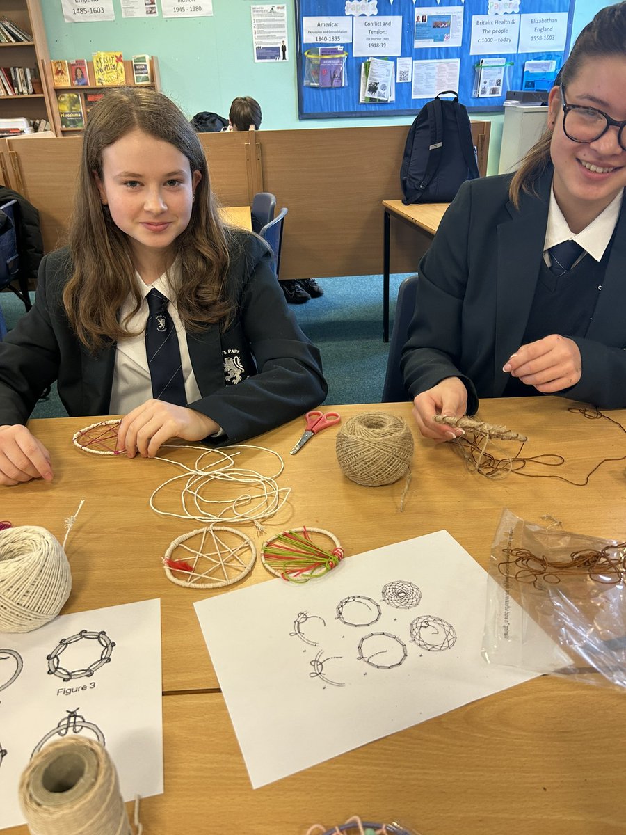 HistoryQphs's tweet photo. Year 10 historians won’t be having bad dreams any time soon! Today we learned about the spiritual way of life of the Native American tribes while making dream catchers. 🪶☀️🌙 https://t.co/ISdX1yYEri