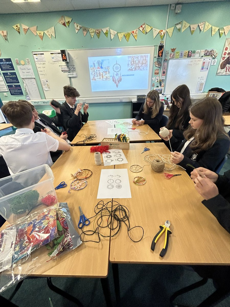 HistoryQphs's tweet photo. Year 10 historians won’t be having bad dreams any time soon! Today we learned about the spiritual way of life of the Native American tribes while making dream catchers. 🪶☀️🌙 https://t.co/ISdX1yYEri