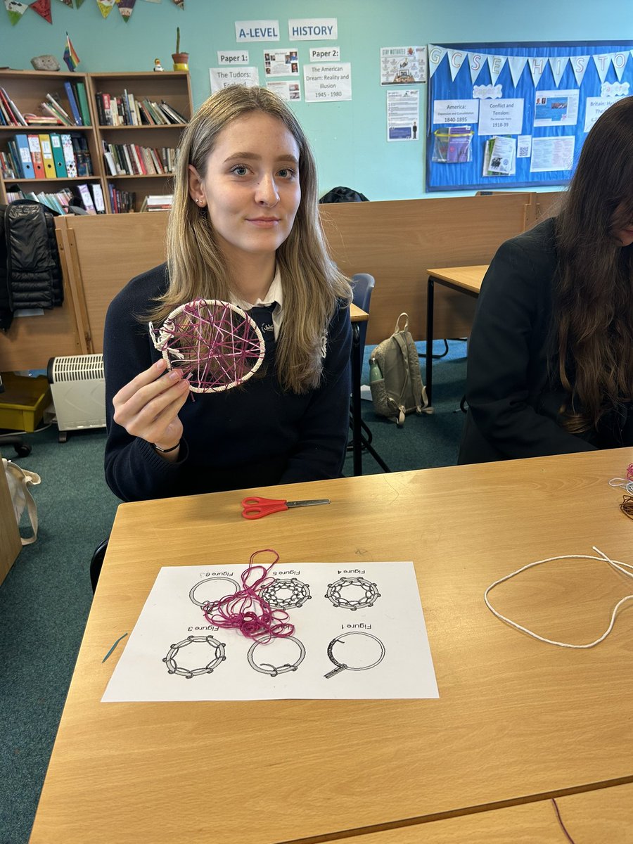 HistoryQphs's tweet photo. Year 10 historians won’t be having bad dreams any time soon! Today we learned about the spiritual way of life of the Native American tribes while making dream catchers. 🪶☀️🌙 https://t.co/ISdX1yYEri