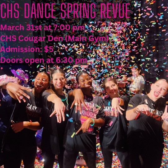 canyonhscougars's tweet photo. Come watch the Canyon HS Aristocats and Cougarettes perform their award winning dances this Friday, March 31st, at 7:00 pm in the CHS Cougar Den!

Purchase tickets HERE: https://t.co/eh20ccha4f

@DavissonDustin @AimeeMcCarty_ @cisdnews @CougCounselors https://t.co/xTiE2ancwT