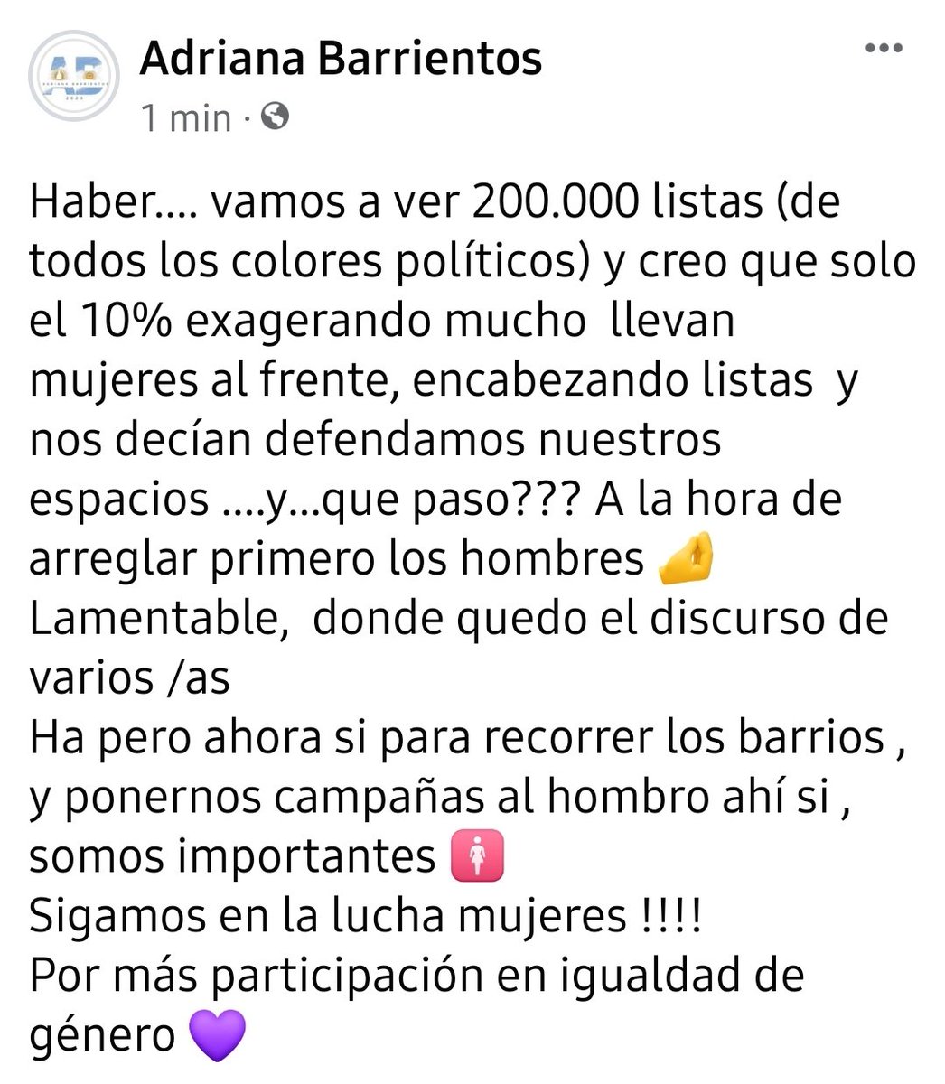 BarrientosAdri's tweet photo. Esto pasa en mi #Jujuy 
Triste realidad , todavía tenemos que pedir permiso por ser mujeres, y la sororidad  compañeras, la palabra sirve solo para los discursos por lo visto https://t.co/N40zep1hbp