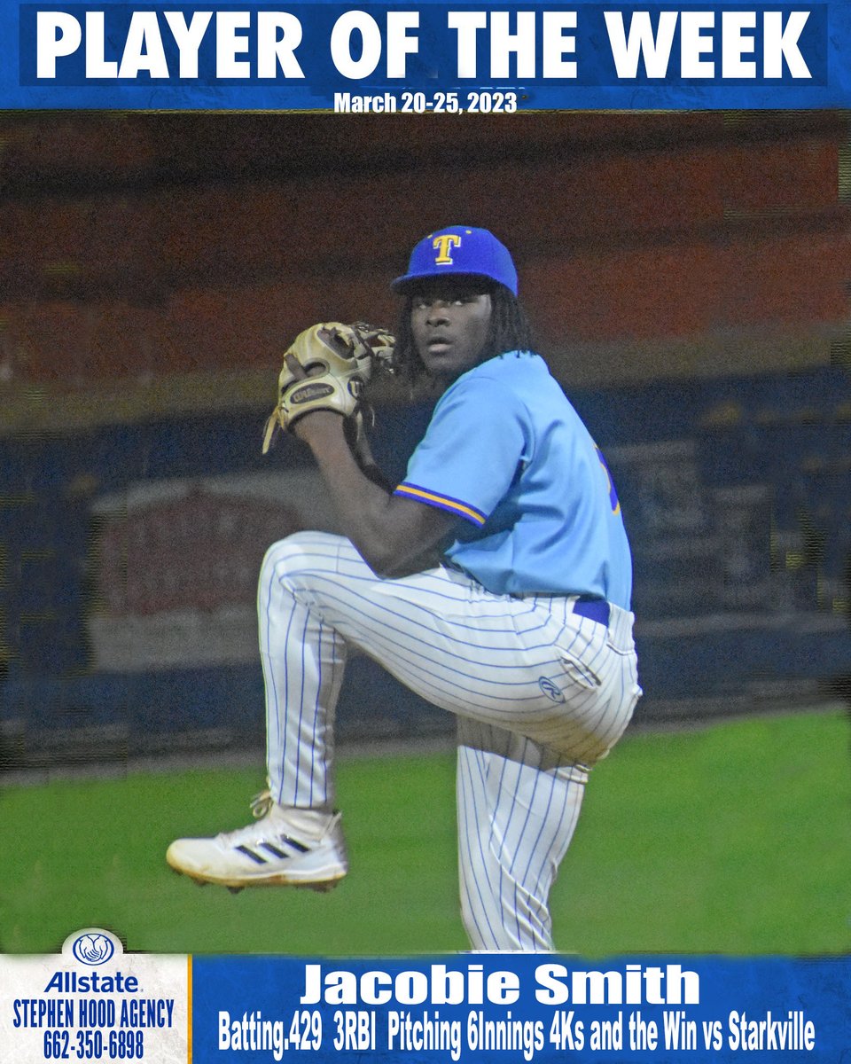 Congratulations to Jacobie Smith, the All State Player of the week.
Sponsored by 
All State Stephen Hood Agency
 662-350-6898 stephenhood@allstate.com
Auto Home Life Retirement
2305 W Main St Tupelo