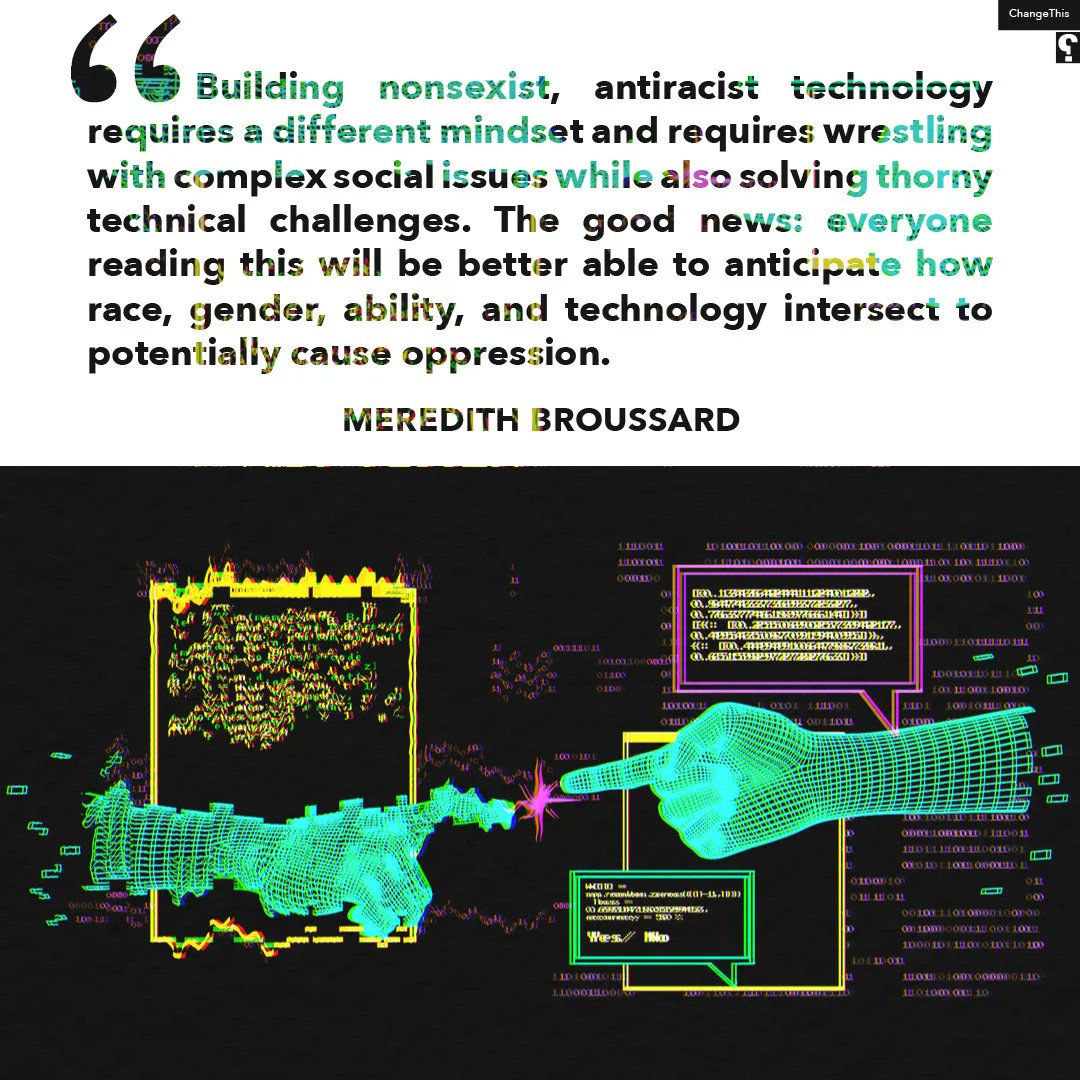 porchlightbooks's tweet photo. "Mathematical truth and social truth are fundamentally different systems of logic." 🍪
Read the latest #ChangeThis manifesto, "Splitting the Cookie: Structural Bias in Digital Tech" by @merbroussard → https://t.co/hQGVF1uELv
@mitpress https://t.co/GoJzkEpMdH
